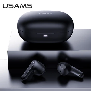 USAMS TWS Verdadero Auricular Inalámbrico Para el iPhone 12 11 Bluetooth 5.0 Auriculares Smart Touch Control Auriculares con Cancelación de Ruido Auriculares