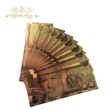 10pcs/lot 2019 Color de la Rusia de los Billetes de 100 Rublos de los Billetes en Oro 24k Falso que el Dinero de Papel Para Regalo