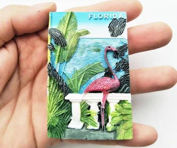 Florida 3D Flamingo Imán de Nevera Refrigerador de Recuerdos de la Resina de Imán de Nevera Decoración de la Cocina de la Decoración de la Nevera Magnético de la etiqueta Engomada
