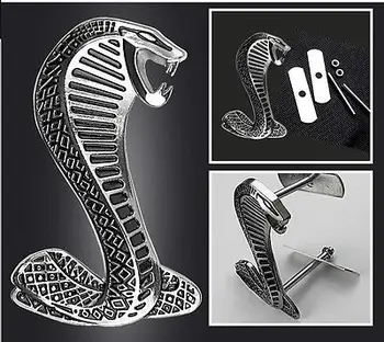 Plata caliente Cobra Logo 3D de Metal Shelby Serpiente Capó Delantero de la Parrilla de la Parrilla Emblema de la Insignia