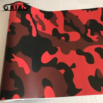 Negro Rojo Impreso De Camuflaje Película De Vinilo Con La Burbuja De Aire De Coche Gratis Envolver El Papel De Camuflaje Moto Etiqueta Engomada Del Coche Decal