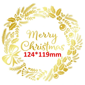 QWELL Lámina Caliente de la Placa de Feliz Navidad Sentimientos Holly Frutas Círculos de Papel Craft Tarjetas DIY álbum de recortes de Estampado de la Plantilla de 2020