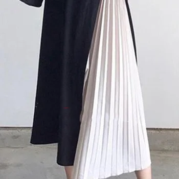 Corea De Una Sola Pieza De Las Mujeres De Largo Plisado Vestido De Verano De 2020 Negro Sin Manga Patchwork Damas Maxi Oficina Vestido De Janpan Casual Vestido