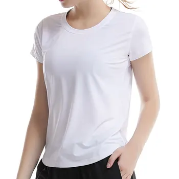 Gran Tamaño de la Aptitud de las Mujeres Suelta Tramo de secado Rápido T-shirt Camiseta de Deporte de la Malla de Costura de la Aptitud de Manga Corta Ropa de Yoga