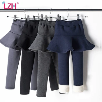 LZH para Niños Pantalones de 2020 Invierno Chicas, Además de Terciopelo Engrosamiento de Mantener Caliente Polainas de los Niños de Color Sólido Pantalones de Algodón Puro