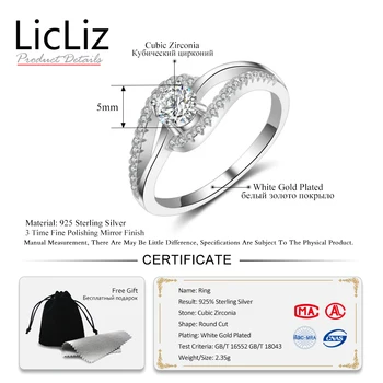 LicLiz Micro Allanar Cubic Zirconia anillo de Eternidad de la venda de Boda de las Mujeres 925 de Plata de Derivación de Giro de la Capa de Hueco Solitario Anillo CZ LR0459
