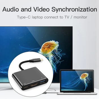 USB Tipo C 4K HDMI USB 3.0 USB Adaptador de Audio Video Converter para Nintendo Interruptor Portátil del Teléfono de la Tableta