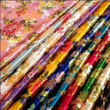 70 cm*100 cm de Brocado de tela de la ropa de vestuario COS vestido kimono de seda de tela de raso de oro de la peonía vestido de novia vestido de fiesta de tela de tela
