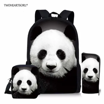 Twoheartsgirl Panda Impreso de la Escuela Bolsa Mochila de la Escuela para los Adolescentes Niñas Niños mochilas para el colegio Niño Mochilas mochila escolar