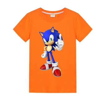 Camisetas de niños de Sonic the Hedgehog de la Serie de Leon Top Tees Lindo Impresión de la parte superior de Jersey de Algodón Blanco de la Camiseta de la O-Cuello corto
