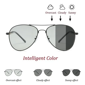 Clásico Fotocromáticas Piloto Polarizado Gafas de sol de los Hombres de Conducción Camaleón Decoloración de Gafas de Sol Masculinas Tonos Oculos De Sol UV400