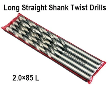 El Envío gratuito Nueva Marca Nueva 10Pcs 2.0 mm Extra Largas 85 mm HSS Twist Drill Straigth Vástago de la Broca de Perforación de Bits ,brocas para metal