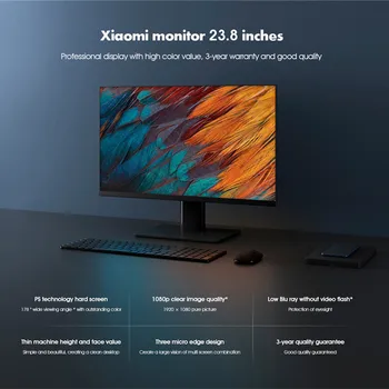 Xiaomi 23.8 Pulgadas de Monitor IPS de la Tecnología de disco Duro Pantalla de 178° Super Amplio Ángulo de visión 1080P Pantalla de Ordenador para la Caja de TV