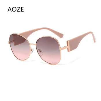 AOZE 2020 de la Moda de Lujo Redondas de Metal Marco Mujeres Gradiente de Gafas de sol Anti-Reflectante de Gafas de sol de Nuevo Diseño al aire libre gafas de sol UV