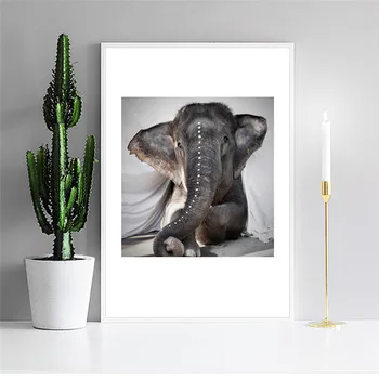 Elefante Encanta La Decoración Del Hogar De La Pared De Arte Nórdico, Pintura En Tela Animal Print Poster Carta Salón De Pintura De La Palabra Dulce Imagen
