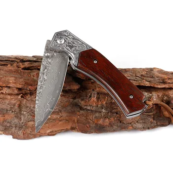 Producto nuevo con cuchillo de acero de Damasco de las importaciones de herrería herramienta de recopilación de cuchillo cuchillo plegable al aire libre de auto-defensa de cuchillo