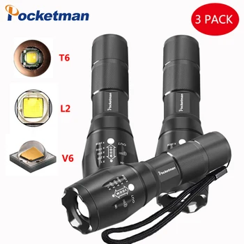 Potente Linterna XP-L-V6 LED Antorcha Linterna T6/L2/V6 con Zoom De 5 Modos de Linterna Antorcha LED Linternas para Acampar Por 18650