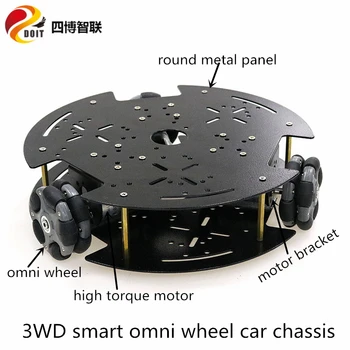 58 mm de Nylon Omni Rueda Tanque de Chasis del Coche Kit de 3WD Inteligente Omnidireccional Robot Móvil de la Plataforma de 3pcs Motor de Alto Par de DIY de la Educación