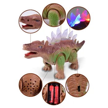 Eléctrico Stegosaurus Juguete para los Niños y Caminar Robot Rugido de Dinosaurio de Juguete con Luz para el Muchacho de los Niños y los Niños de Regalo Nuevo