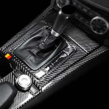 Coche del Centro de la Consola de palanca de Cambio de la Decoración de Recorte de Pegatinas Para Mercedes Benz Clase C W204 2007-2013 LHD RHD Estilo de Fibra de Carbono