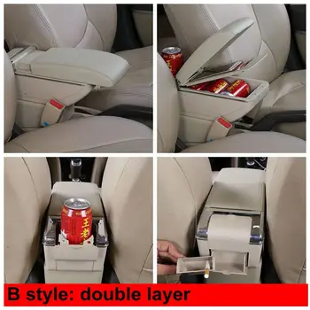 Para Toyota Prius C apoyabrazos de la caja central de Almacenar el contenido de la caja de Almacenamiento con el sostenedor de taza USB cenicero modificación interior accesorios