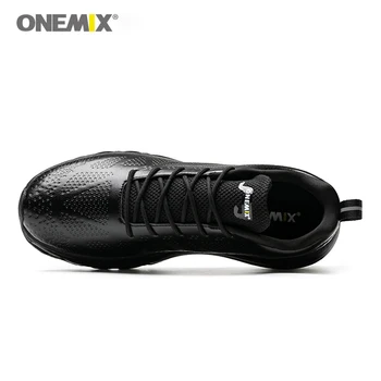 ONEMIX Deportes Zapatillas Para Hombres Cojín de Aire Zapatillas de Malla Transpirable Negro Zapatillas de deporte al aire libre Turismo de Jogging, Gimnasio Fitness Max