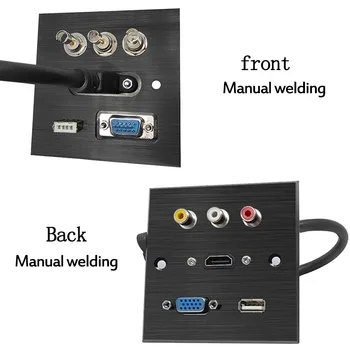 Toma corriente en la pared de la Aleación de Aluminio Zócalo del Panel de Canal Izquierdo/derecho VGA HDMI USB Puertos de VÍDEO de la Señal de Transmisión de la toma de Audio de