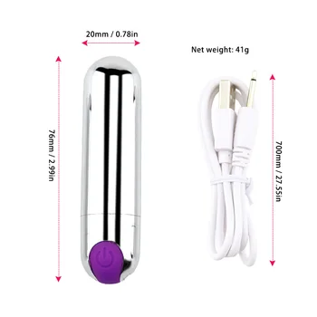 10 Speed USB Recargable G-spot Massager Mini Bala vibradora Fuerte Vibración Masajeador corporal Impermeable de los Juguetes Sexuales para Mujeres