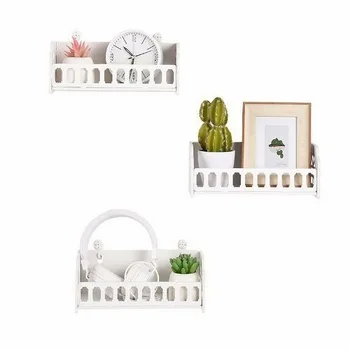 De estilo nórdico estante de pared dormitorio estante dormitorio de la mesilla de almacenamiento minimalista moderno acabado colgando de la pared que cuelga cesta de la flor