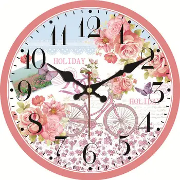 Vintage De Plumas De Color Rosa Relojes De Belleza Dulce Diseño Silencioso De Vida De La Oficina De Cafe En Casa De La Boda Decoración Reloj De Pared De Arte De Grandes Relojes De Pared