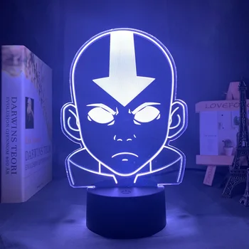 Acrílico Led Luz de la Noche Avatar El Último Airbender para Niños Niño Dormitorio Decoración de la lámpara de noche, La Leyenda de Aang Figura Escritorio 3d de la Lámpara