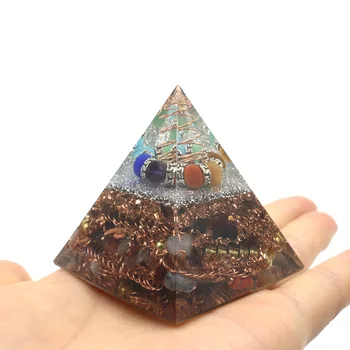 Orgonite Pirámide Muladhara 7 Chakra Natural De Cristal De Repeler Los Malos Espíritus De La Pirámide Proceso De Decoración De Resina De Regalo