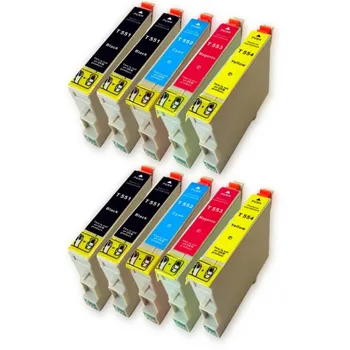 Compatible con 10 pack ahorro de tinta para Epson T0551 + T0552 + T0553 + T0554 STYLUS PHOTO R240 R245 RX420 RX425 RX520