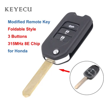 Keyecu para Honda Accord Ajuste Odyssey 2006 2007 Llavero Remoto De 3 Botones 315MHz 8E Chip de la Llave del Coche