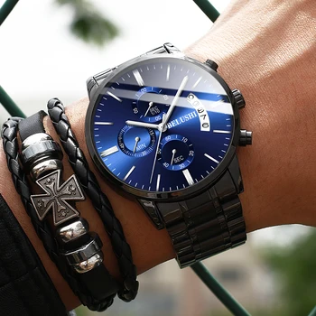 BELUSHI Relojes para Hombre Completo Cronógrafo de Acero Impermeable Deporte Reloj de Cuarzo de los Hombres Superiores de la Marca de Lujo de Relojes Relogio Masculino