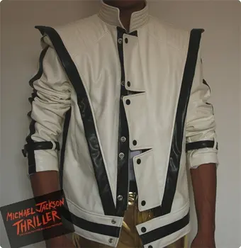 MJ ropa de Michael Jackson Thriller de Cuero Blanco Classic MV NOS muestran Estrella Imitación Militares de inglés Chaqueta Retro